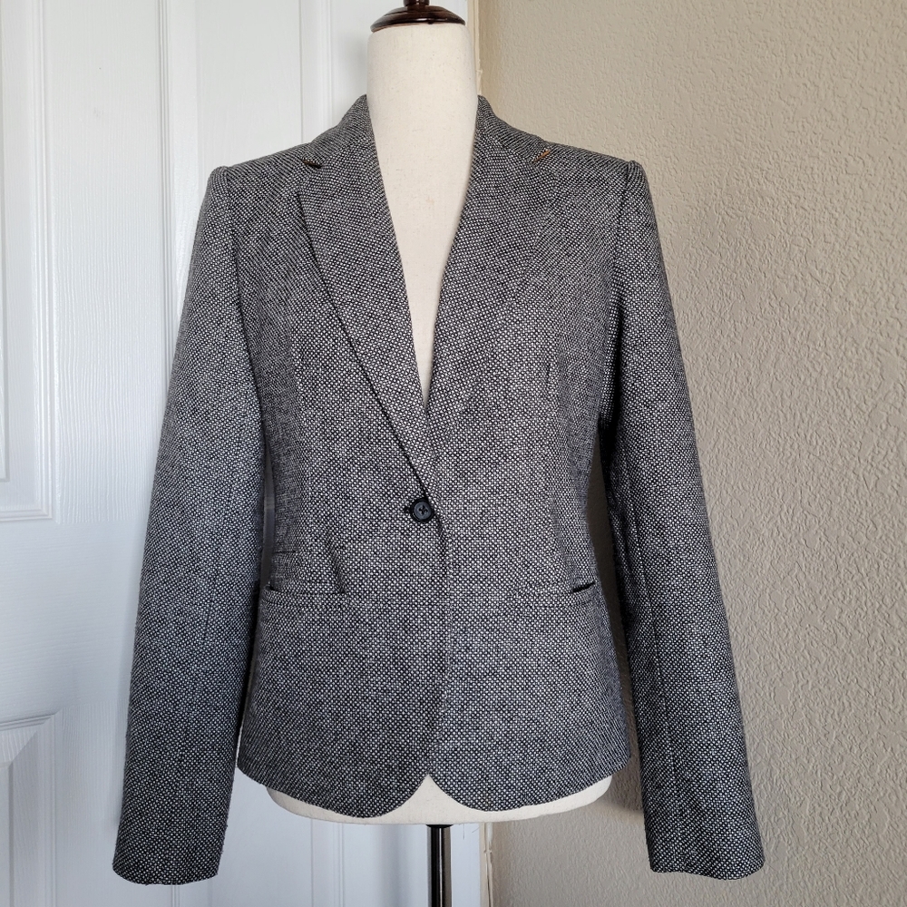 Merona Classic One Button Gray Lined Blazer Size 4